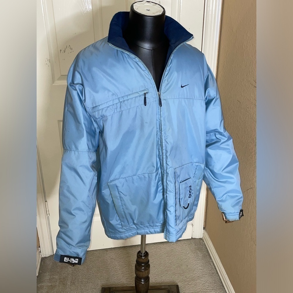 Vintage Y2K Nike 6453 Swoosh Blue Zip Up Fleece Lined Jacket Mens Medium